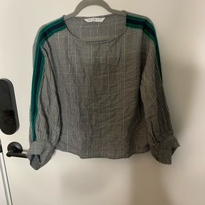 Plaid Long Sleeve with Green Sleeve Trim